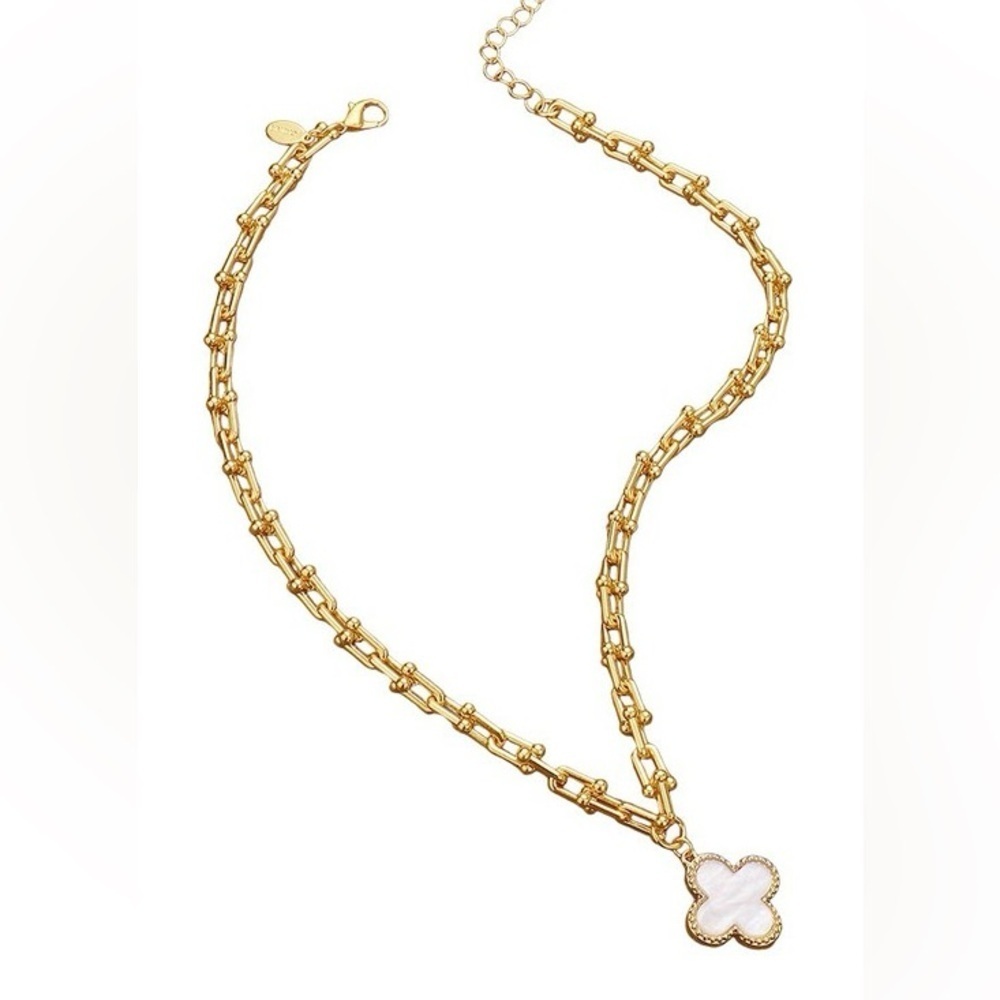 Clover Hardware Necklace - G- WH (7206) - Picture 6 of 6